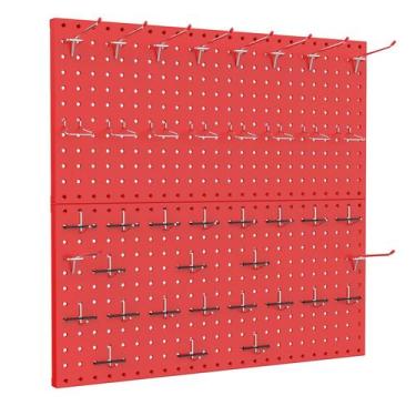 Imagem de Organizador de parede Pegboard TORACK Metal 60x60cm ou 30x120cm vermel