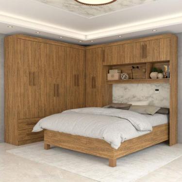 Imagem de Guarda-Roupa Casal Modulado com Cama Belgrado 11 Portas 6 Gavetas Cina