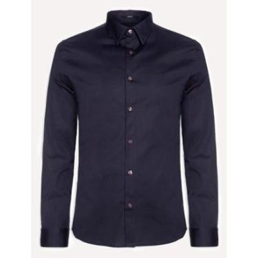 Imagem de Camisa Ellus Masculina Tricoline Slim New Irish Azul Marinho-Masculino