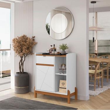 Imagem de Aparador Bar Bari Branco/Cedro - Casa D Móveis