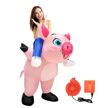 Imagem de MUUPEG Fantasia inflável 2025 para adultos, divertida, passeio no porco, fantasia para homens e mulheres, fantasia de animal para festa de cosplay de Halloween