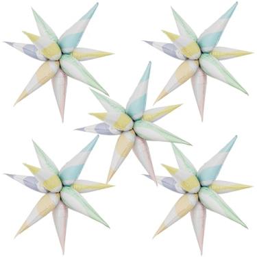 Imagem de 5 Pack 32 Inch Candy Color Star Burst Balloons - Large Pastel Foil Point Star Balloons for Birthday, Baby Shower, Unicorn, Candyland Party Decorations Supplies (Requires Assembly)