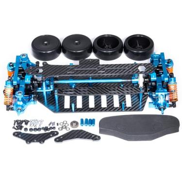 Imagem de MORLORDY CNC TT02 Aluminum & Carbon Fiber Chassis Frame Body Kit with 4Pcs Wheels and Shock Absorbers for 1/10 Tamiya TT02 RC Racing Car Upgrade Parts