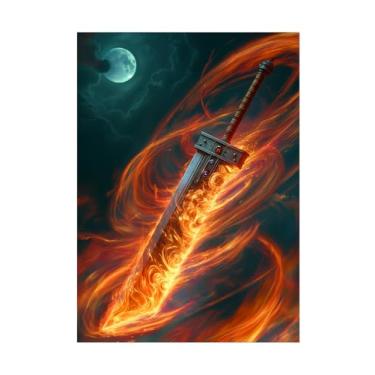 Imagem de Katomula 100 MTG Card Sleeves with 100 Inner Sleeve, Textured Back Art Sleeves, Fit Standard Size Cards (Cloud Buster Sword)