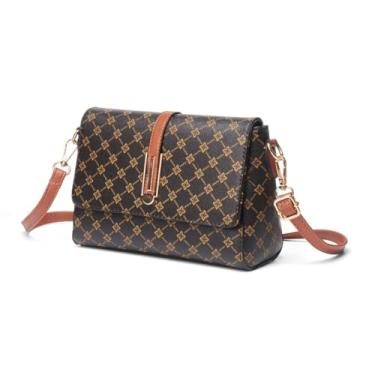 Imagem de preautool Bolsa de ombro de couro vegano pequena bolsa transversal feminina designer bolsa para celular carteira carteira alça ajustável, Marrom 2, Small