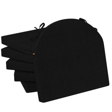 Imagem de idee-home Almofadas de cadeira para cadeiras de jantar, conjunto de 6 almofadas de cadeira de cozinha, almofadas de assento em forma de D com laços e capa removível para sala de jantar interna, fundo