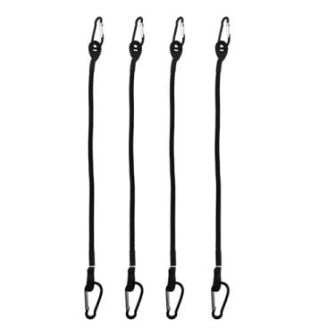 Imagem de Caishun 4 peças de cordão elástico preto com ganchos 30,5 cm preto para acampamento ao ar livre asfalto bicicletário barraca bagagens rack de teto reboque canoa caiaque