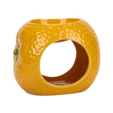 Imagem de Ｂｅｓｇａ Queimador de óleos essenciais, porta-velas Tealight, cerâmica, difusor de aromas para pátio, sala de estar, presente de inauguração, Laranja