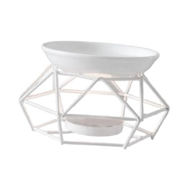 Imagem de Generic Queimador de óleo essencial, tigela de cerâmica, castiçal, ornamento de forno, aquecedor de aroma, suporte para velas de chá para inauguração de casa, Branco