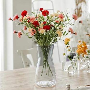 Imagem de GarDream Vaso de flores de vidro cinza de 20 cm para decoração de casa, vaso de vidro decorativo moderno para flores, grama dos pampas, buquês, centros de mesa de mesa, bancada, vasos transparentes