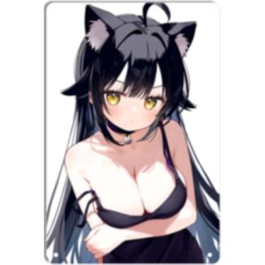 Imagem de DKLOWK Pôster de metal fofo anime menina sexy biquíni mangá placa de decoração de parede para casa bar clube quarto banheiro homem caverna Otaku 30 x 40 cm