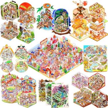 Imagem de Honoson DIY 3D House Stickers 32 Sets Scenes with 1 Craft Tweezers Sticker Therapy for Adults Make Your Own Miniature Room for Relief Stress Pass The Time