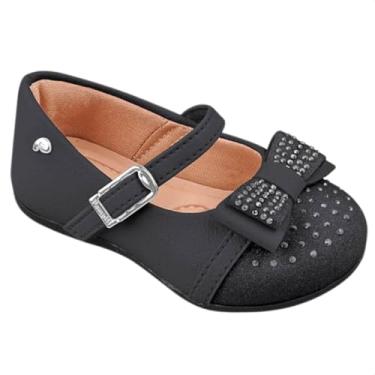 Imagem de Sapato Infantil Mini Angel Pampili com Laço Duplo Glitter e Strass Dourado