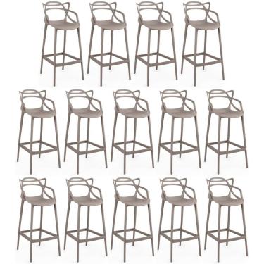 Imagem de Kit 14 Banquetas Allegra Com Encosto Design Cozinha/bancada - Fendi