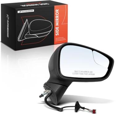 Imagem de A-Premium Espelho retrovisor elétrico do lado do passageiro - compatível com Ford Fiesta 2011 2012 2013 - Espelho retrovisor externo preto dobrável manual aquecido com detecção de ponto cego