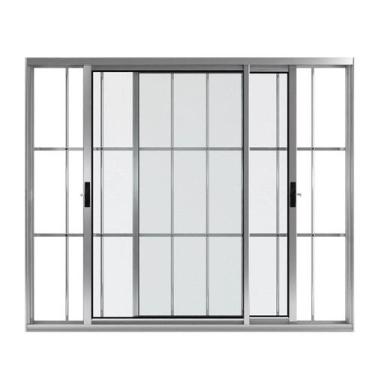 Imagem de Janela 2 folhas móveis com grade linha 18 modular brilhante - Prover E