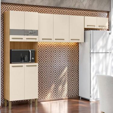 Imagem de Cozinha Compacta Versalhes 9 Portas com Vidro Freijó/Soft - Kits Paraná