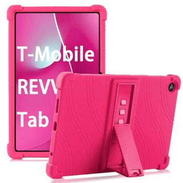 Imagem de Kwamaz Capa para Revvl Tab 2 (2025), capa infantil de silicone macio para tablet Tmobile Revvl Tab 2, com suporte (rosa)