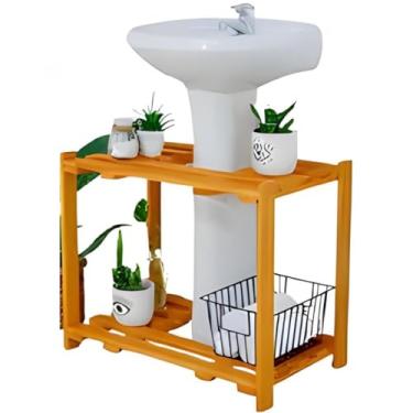 Imagem de Estante Gabinete com 2 Prateleiras Para Banheiro com Espaço Para Coluna Pia(Sem Rodas)