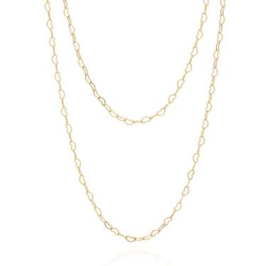 Imagem de Colar Duplo Feminino Corações Banhado A Ouro 18k Rommanel