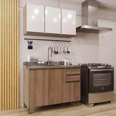 Imagem de Cozinha Completa Dinamarca 6 Portas 2 Gavetas 6123.159 Castani/Off White - Indékes