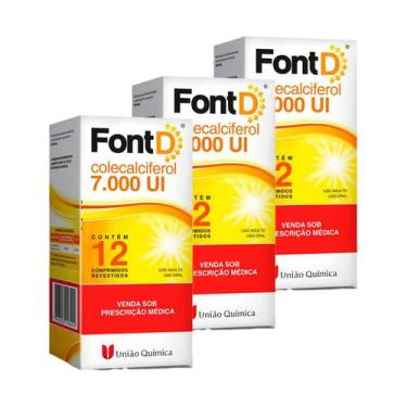 Imagem de Kit 3 unidades Vitamina D Font D 7.000 UI c/ 12 cpr - UNIÃO QUIMICA