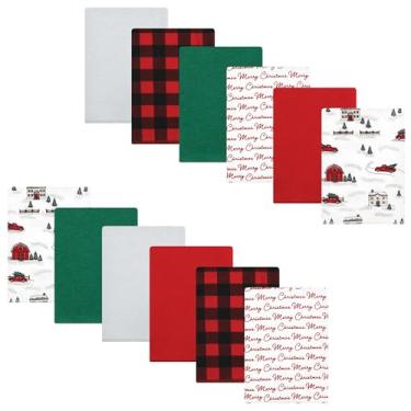 Imagem de Luvable Friends Hudson Baby Flanela Burp Panos, pacote com 12, Holiday Village, 14x20 inches