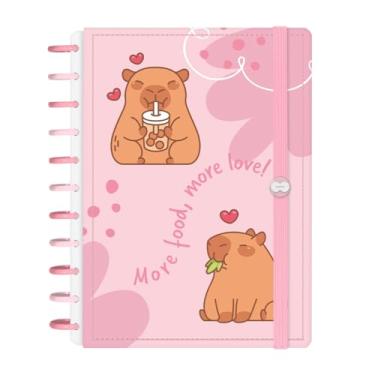 Imagem de Caderno de Disco Inteligente Iscool G+ Capivibes Love Rosa