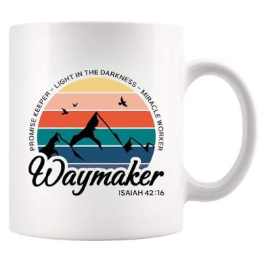 Imagem de Waymaker Isaiah 42:16 Presentes cristãos para mulheres homens versículo bíblico caneca de café para pastor padre companheiro de igreja namorada mãe pai irmã irmão colega de trabalho ministro caneca de