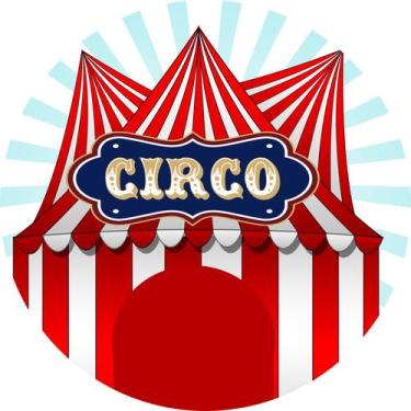 Imagem de Painel de Lona Redondo Circo Tres Tendas - Fabrika De Festa, 120x120cm