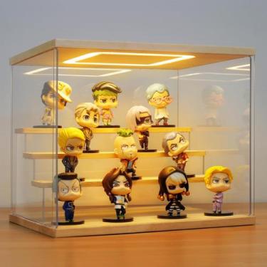 Imagem de Vitrina AZEYN de acrílico transparente com luz de 4 camadas 32x24,5x27