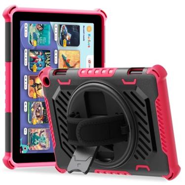 Imagem de ROISKIN Capa para tablet HD 8 e HD 8 Plus (versão 2024/2022/2020 12ª/10ª geração) para crianças [alça de mão com suporte giratório 360] Também para Sony Nokia 8 polegadas
