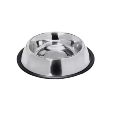 Imagem de Comedouro para Cães e Gatos em Aço Inox, Base Antiderrapante, Prato Duplo