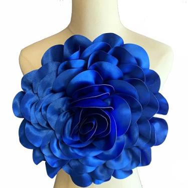Imagem de Heyiwell Broche de flor de cetim grande de 30 cm / 11,8 polegadas, acessório floral de tecido grande para casamento, festa, dança, vestido, terno, cabelo, chapéu, fantasia, decoração DIY e artesanato