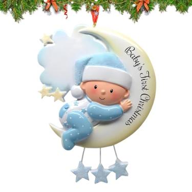 Imagem de Rrlihjgu Enfeites Natal | Primeiro Ornamento Bebé Inverno Resina | Pendoim Árvore Festas Decoração Familiar Interior | Espelho Carro Janela Parede Lareira Bolsa Grinalda