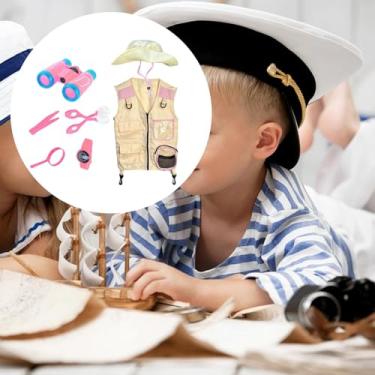 Imagem de Fenteer Conjunto de exploração ao ar livre e acessórios Colete e chapéu Brinquedos educativos Dramatização Festa de Halloween Cosplay para idades 3 4 5 6 7 8, Rosa