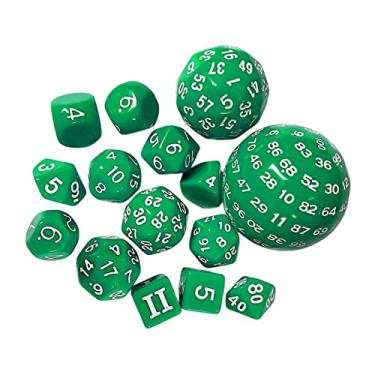 Imagem de menolana Conjunto de 15 Dados Poliédricos D60 D30 D24 D20 D16 D12 D10 D8 D7 D5 D4 para Jogos de Mesa, VERDE