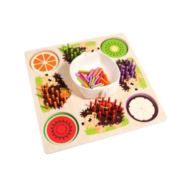 Imagem de Dynwave Brinquedos de classificação de cores Jogo de tabuleiro de madeira Desenvolvimento sensorial Brinquedos de ouriço Educacional para bebês Meninos