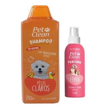 Imagem de Kit Shampoo Condicionador Perfume Banho Cães Gatos Clareador - Pet Cle