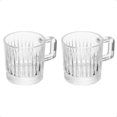 Imagem de Conjunto 2 Xícaras de Café Expresso 90ml Transparente Canelado com Alça