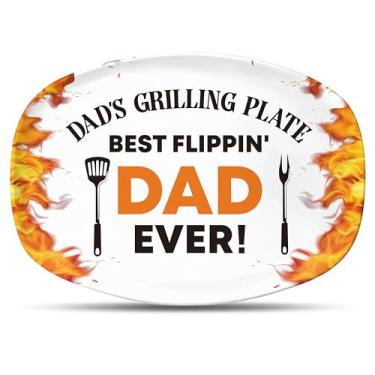 Imagem de R HORSE Prato para grelhar melamina para papai - Prato de servir para churrasco para papai, prato oval branco para servir presente de aniversário de Natal para ele, pai, ao ar livre, interior e jantar