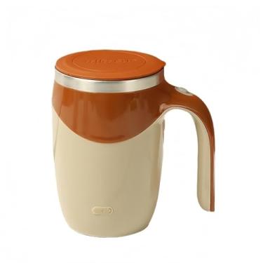 Imagem de lomysoali Caneca com agitação automática, copo de café magnético, recarregável por USB, copo de café automisturável de aço inoxidável elétrico para leite, cacau ou outras bebidas (cor de café)