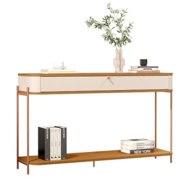 Imagem de Aparador Buffet Sala Tucupí com 1 Gaveta e Pés de Metal Off White/nature/bronze