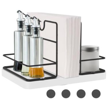 Imagem de XYDHQS Suporte de guardanapo para mesa, dispensador giratório de guardanapo de ferro e madeira com saleiro e pimenteiro, armazenamento multifuncional de cozinha para decoração de mesa de jantar, não