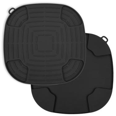 Imagem de ZFLYCANP 2 peças de silicone para fritadeira a ar com 4 alças antiderrapantes, superfície texturizada, suporte de sistema de cozimento de fritadeira a ar dobrável para aparelhos quentes