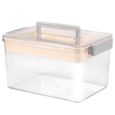 Imagem de ZFLYCANP Caixa de armazenamento de medicamentos com alça, organizador de armazenamento doméstico de plástico sólido, caixa portátil de primeiros socorros para casa (cor transparente)