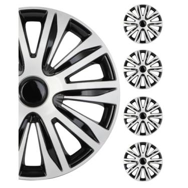 Imagem de SCITOO Conjunto de 4 calotas de laca preta e prata de 43,3 cm, capa de roda para aro 17