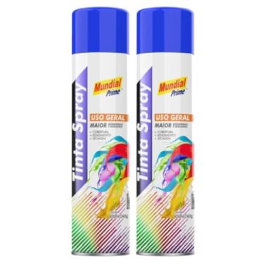 Imagem de Kit 2 Tinta Aerossol Spray Azul Bandeira Uso Geral 400ml/240g Mundial Prime