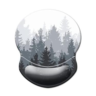 Imagem de Mouse pad com suporte de pulso, tapete de mouse antiderrapante para escritório, computador, laptop e Mac - durável, confortável e leve, suporte ergonômico, tapete de mouse floral preto