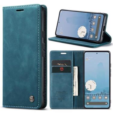Imagem de Phernykas Capa carteira flip para Google Pixel 9 Pro XL, capa fólio magnética de couro com suporte para cartão, suporte durável - capa protetora de telefone TPU à prova de choque - verde
